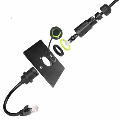 Conector RJ45 de Nylon PA66 para Exterior, à Prova d'Água com Classificação IP67, Tensão de Operação de 125V e Resistência UV