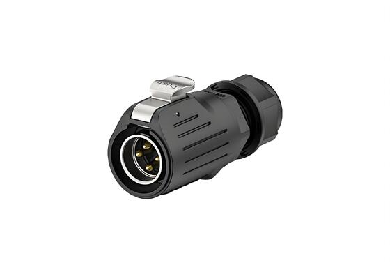 Fio de travamento de 4 núcleos do tipo LP20 20A de metal de flange de energia + conector de prova d'água de plástico