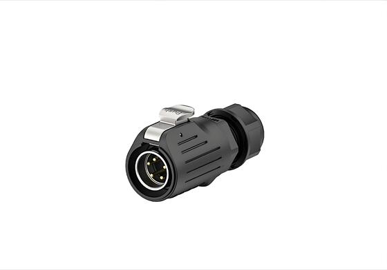 Conector LP20 5 Pinos IP67 à Prova d'Água 10A Montagem em Flange Metal-Nylon